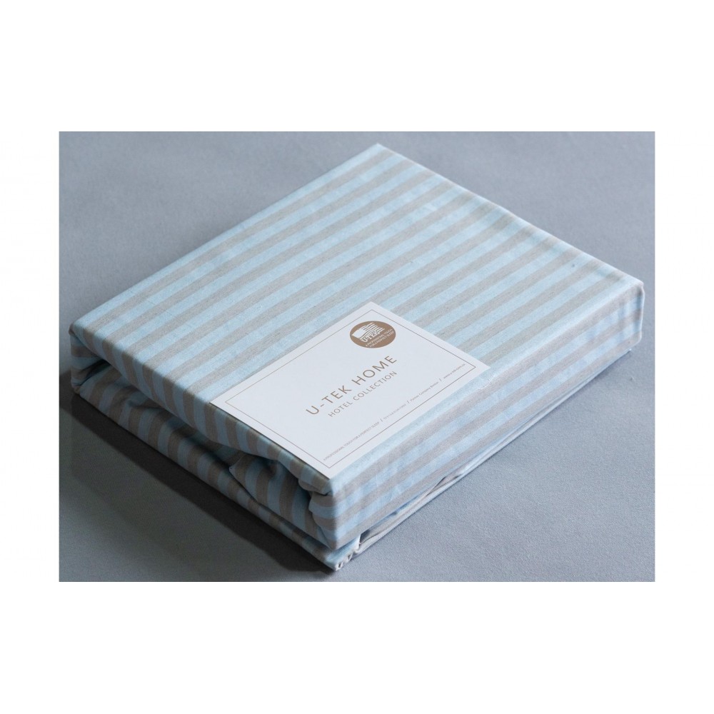 Простирадло натяжне U-TEK Cotton Stripe Blue-Grey 30